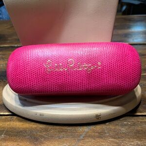 LILLY PULITZER PINK REPTILE HATD SHELL GLASSES CASE